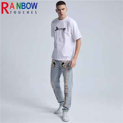 Rainbowtouches 2022 Vintage New Brand Mens T-Shirt High Street Tidal Current Skull Pattern Mens T Shirt Men Hip Hop Women  Shirt Street King Limited