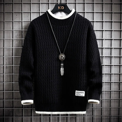 Brand Clothing Men's Loose Pullover Male Slim Fit Fashion Knitted Sweater Man  Thick Warm Pull Homme Retro Stripe Sweaters 4XL Street King Limited