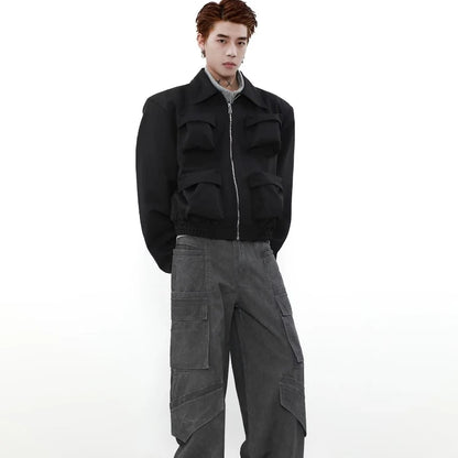 spring american pilot jacket mens street trend three dimensional multi pockets shoulder padded coats high street outwear unisex urban fashion pants