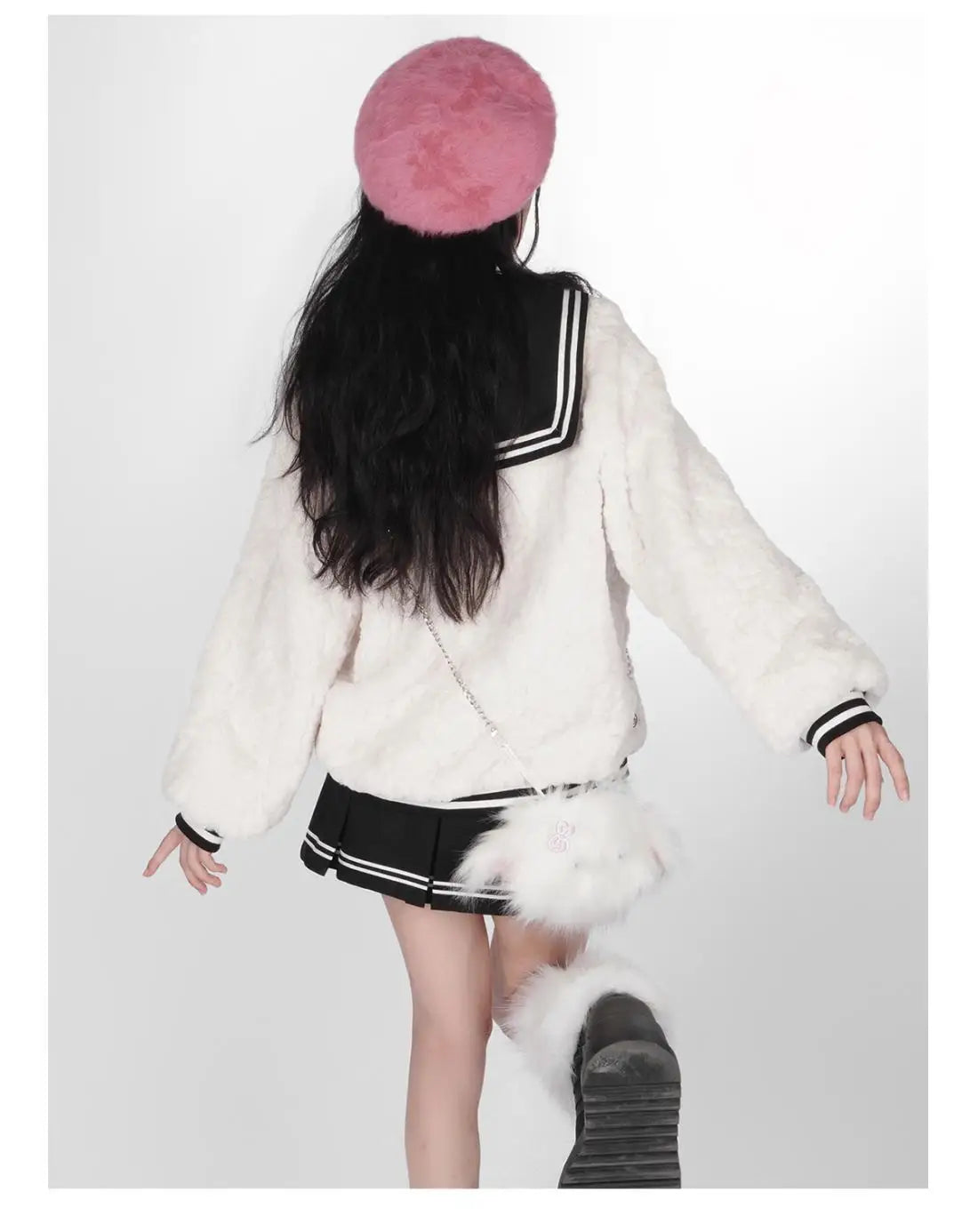 Harajuku Sweet Thicknecked Bow College Coat Woman Zip Up Hoodie Sailor Suit Plush Hoodies Women 2023 Streetwear Goth Y2k Clothes Street King Limited