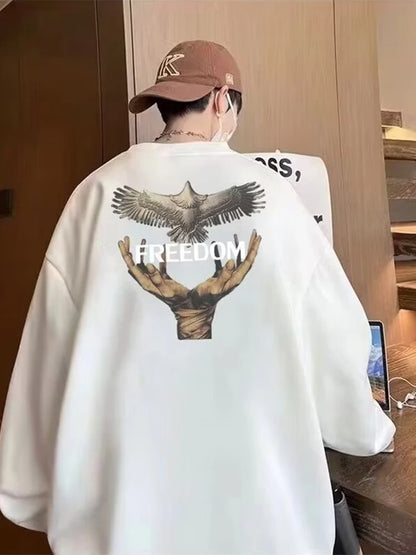 Dove Of Freedom Graphic Printed Men's Crewneck Hoodies Hip Hop Fashion Pullover Sweatshirts Hombre Y2K Streetwear Fleece Clothes Street King Limited