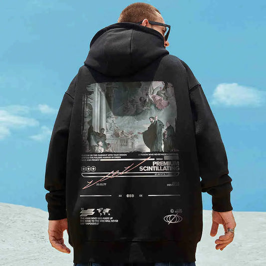 Gothic Print Men Hoodies Japanese Harajuku Fashion Hooded Sweatshirts Male Casual Y2K Hoodie 2025 Autumn Loose Sudaderas hombre Street King Limited