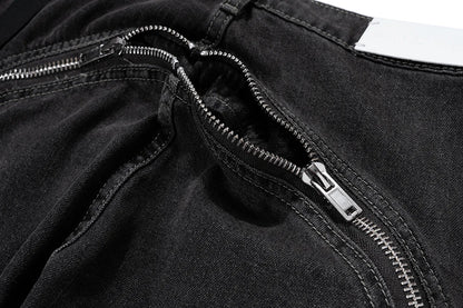 ro style spiral long zipper straight baggy jeans for men and women streetwear y2k pantalones hombre casual denim trousers unique jeans style 3408