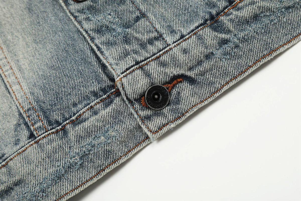 24fw kanye west yzy brand fashion high street heavy weight denim jacket worn quality jacket coat for men unique jeans style 85