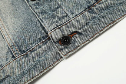 24fw kanye west yzy brand fashion high street heavy weight denim jacket worn quality jacket coat for men unique jeans style 85