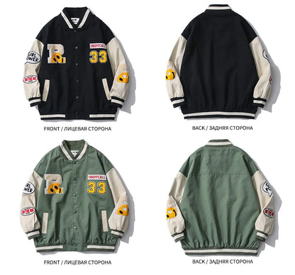 hip hop mens baseball jacket harajuku cotton streetwear embroidery letter funny smiley patchwork college jacket coat couple unique default style 64