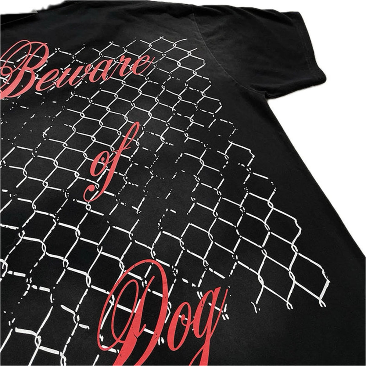 24SS HS Brand Fashion Beware Of Dog Tee High-Street Retro Washed Print Cotton Short Sleeve Tops T-Shirt Street King Limited