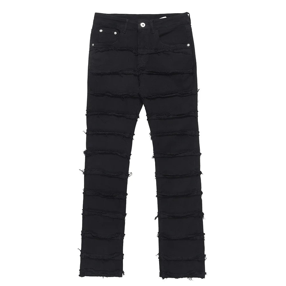 skinny punk jeans men distressed tassels denim pants streetwear harajuku hip hop jeans trousers hip hop y2k retro pant stacked flare jeans