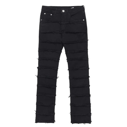 skinny punk jeans men distressed tassels denim pants streetwear harajuku hip hop jeans trousers hip hop y2k retro pant stacked flare jeans