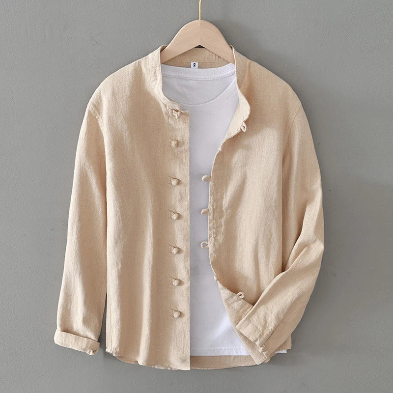 Men's Shirt Vintage Cotton Linen Long Sleeve Shirt Spring Summer Autumn Loose Fashion Casual Blouse Male Plus Size Cardigan Top Street King Limited