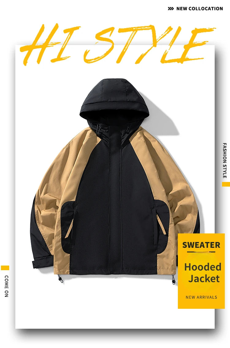 men loose fashion patchwork jacket zip up coats 2024 spring autumn outerwear multi coloured couple windbreaker outdoor coat unique default style 5456