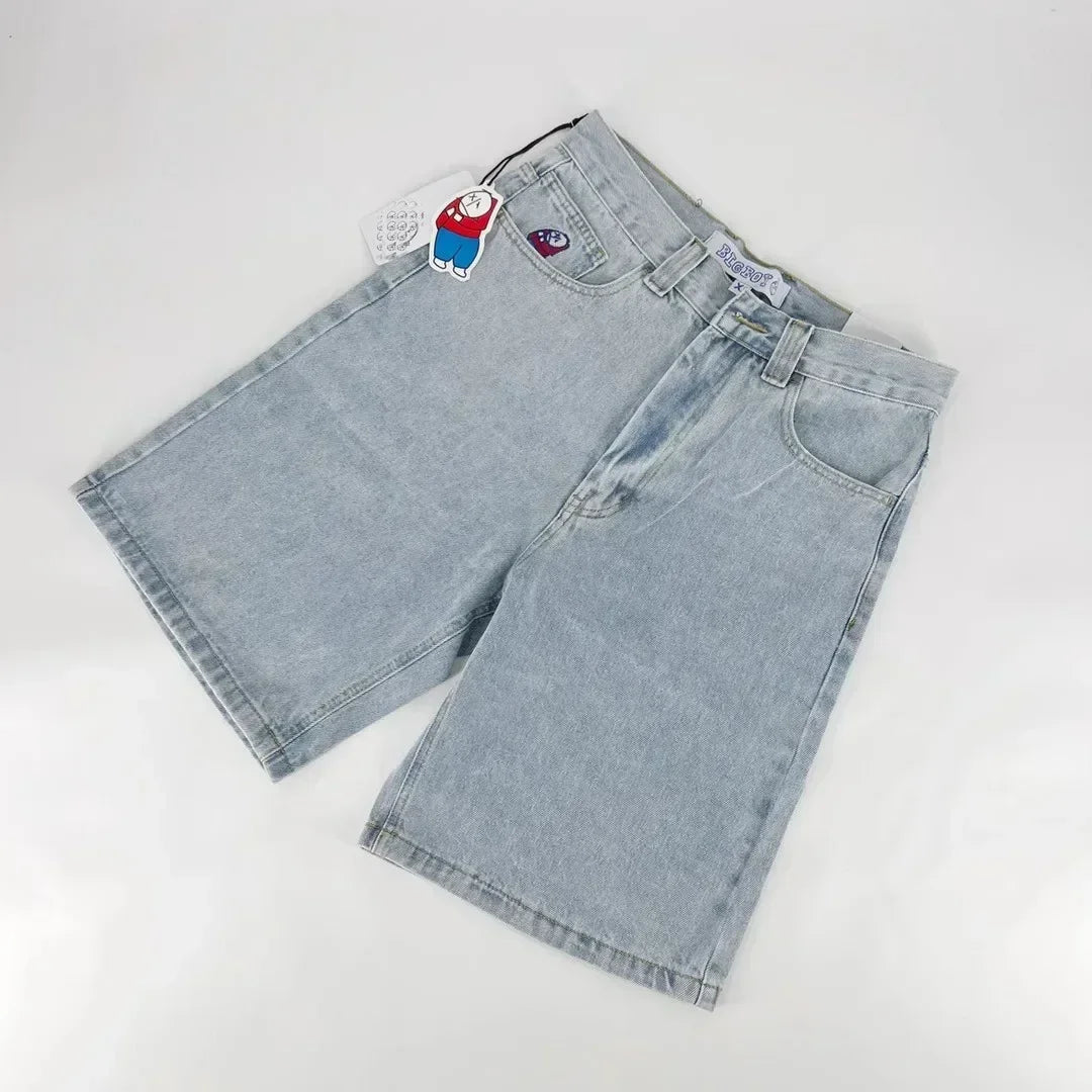 Harajuku Y2k Wexwear Embroidery Skateboarding Jeans Denim Men Letter Graphic Streetwear Shorts 2024 Baggy Gym Basketball Shorts Street King Limited