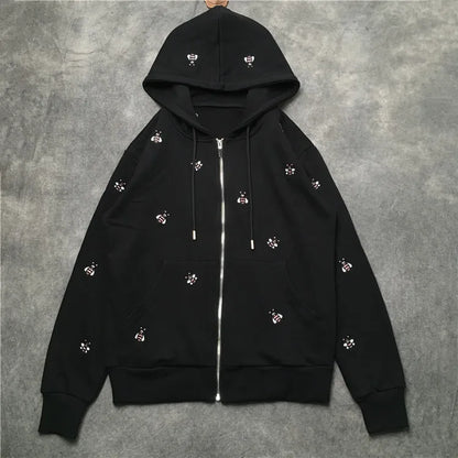 New luxury Men Novelty Embroidery bee Hoodies Hoody hooded Sweatshirts velvet Cotton Drake Thicken Fleece pullover Thicken E03 Street King Limited