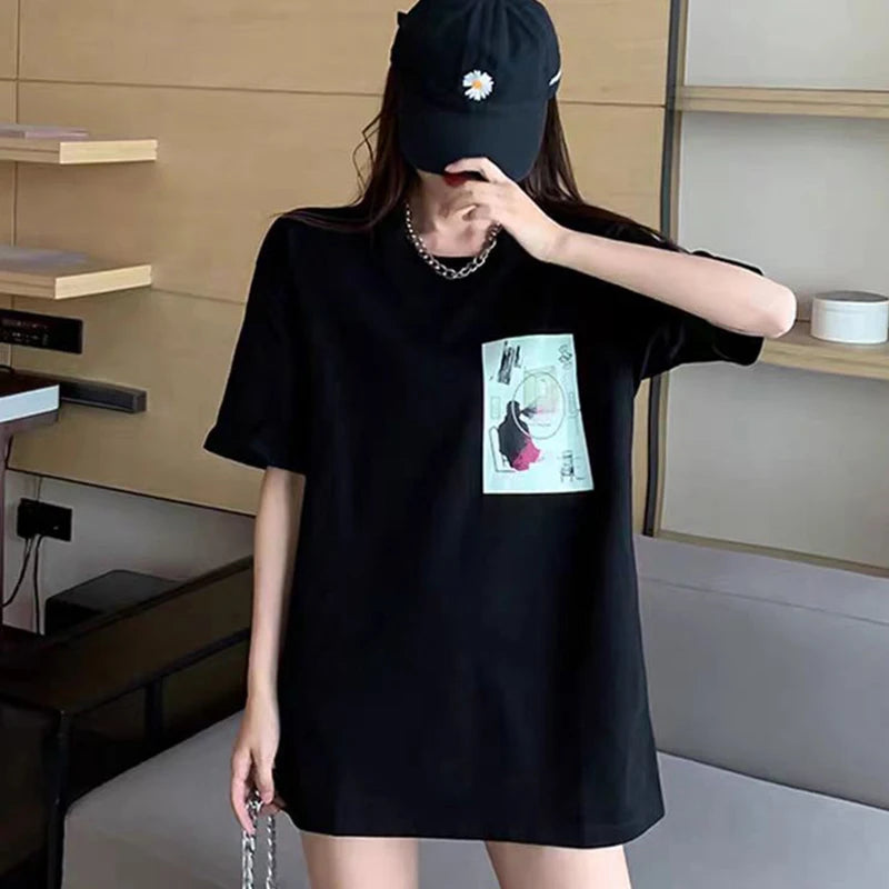 C.E T-shirts Men Woman Good Quality Cotton Casual Loose Vintage Abstract Face Printing Summer O-Neck CAVEMPT Top Tee Street King Limited