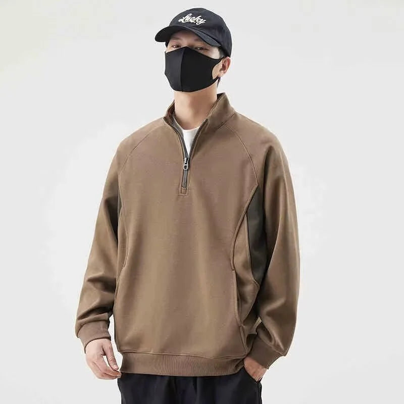 Autumn Half Zipper Polo Sweatshirts Men's 2024 New Casual Stand-up Collar Pullover Hoodies Patchwork Fleece Y2K Sudaderas Street King Limited