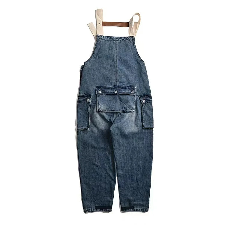 2023 men clothing chic denim overalls mens work cargo pants old school easy worker multi pocket bib jumpsuit denim pants unique cargo style 718