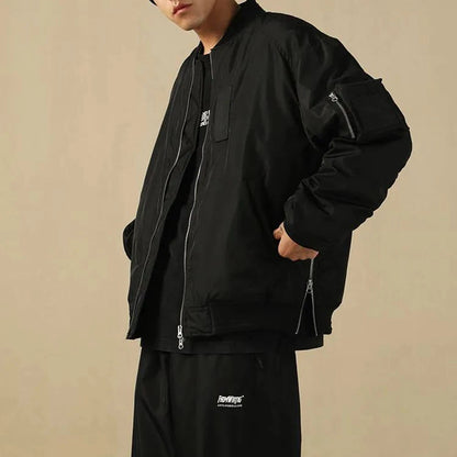 Mens Thickened Cotton Coat Handsome Chic  Elegant Autumn And Winter Casual Cotton Coat Japanese Embroidered Flight Jacket Street King Limited
