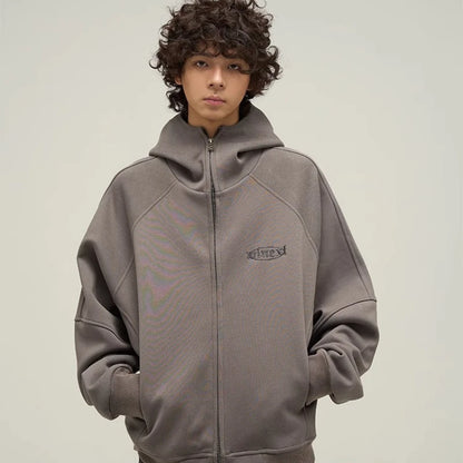 street letter embroidered jacket mens punk harajuku stand collar hooded sweatshirt zipper simplicity casual coats oversized minimalist street pants