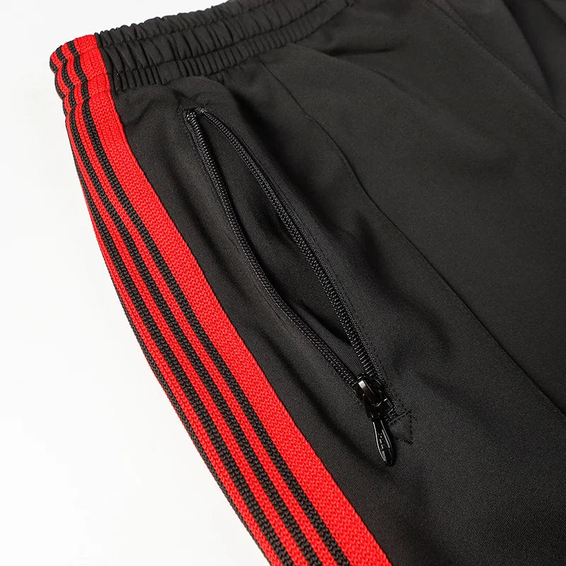 black new sweatpants pants men woman zipper drawstring embroidery side edge weaving stripe straight cylinder trousers unique joggers style 5169
