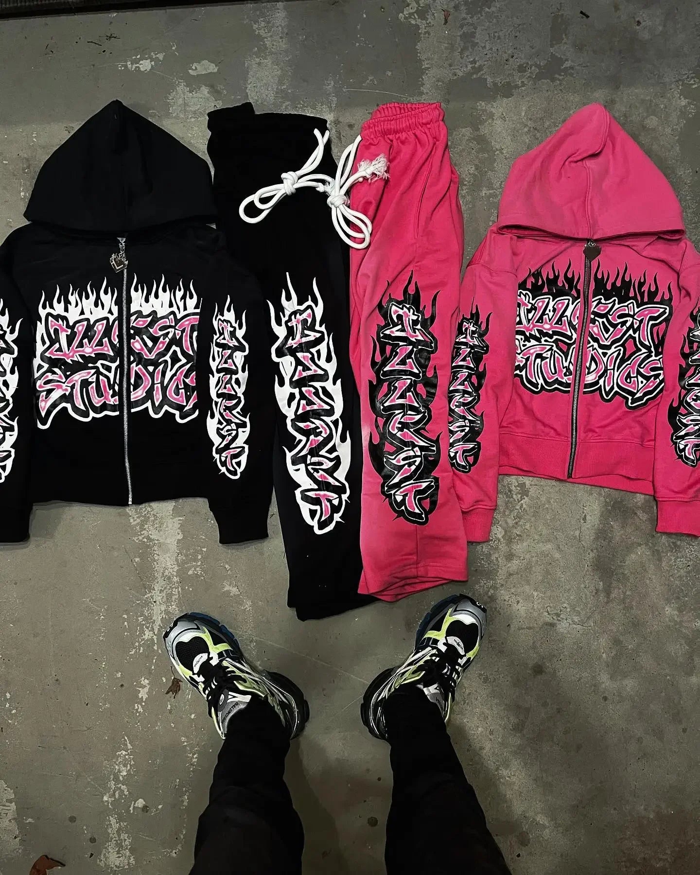 y2k street hip-hop goth trend oversized hoodie suit men's fashion Harajuku style casual loose versatile zipper sweatshirt top Street King Limited