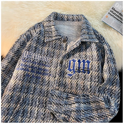 american retro plaid jacket korean trend couple jackets embroidery design unisex outerwear loose plus size mens coat unique default style 996