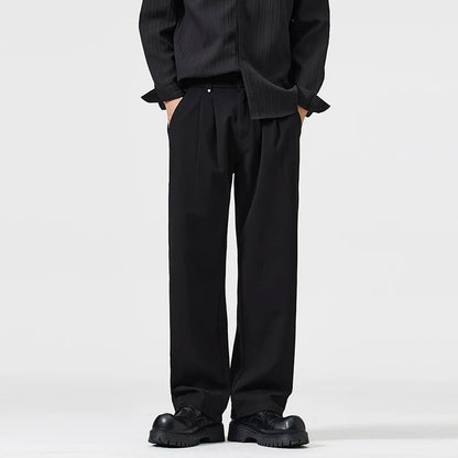 mens trend streetwear fashion loose casual plus size straight wide leg suit pant office man commute work pants trousers unique default style 2091