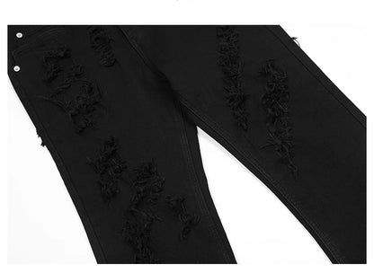 mens distressed ripped destroied tassel denim jean pants new fashion biker jeans streetwear flare pants joggers y2k men s jeans unique joggers style 2989