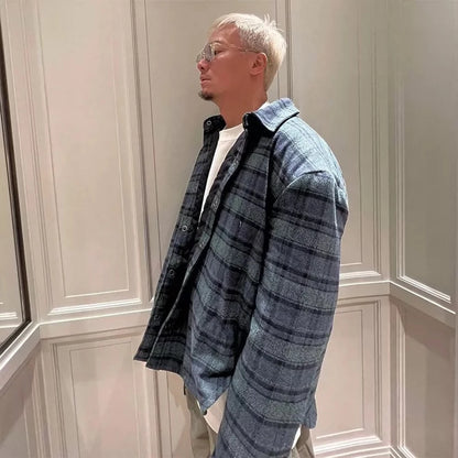y2k streetwear vintage plaid winter padded cotton jacket for men and women lapel baggy casual ropa chaquetas hombre thick coat unique default style 1962