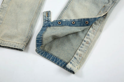 y2k side buckle washed cleanfit baggy pencil jeansfor men streetwear vibe style pantalones hombre loose casual denim trousers unique jeans style 1465