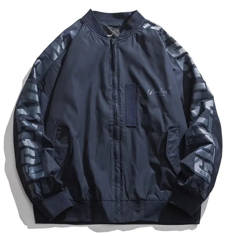 japanese trendy charge jacket mens american pilot windproof tooling coats thin loose letter printed unisex baseball jersey unique default style 2282