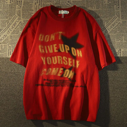 Heavy cotton short-sleeved T-shirt men's spring and summer loose European and American style high street hiphop T-shirt tops emo Street King Limited