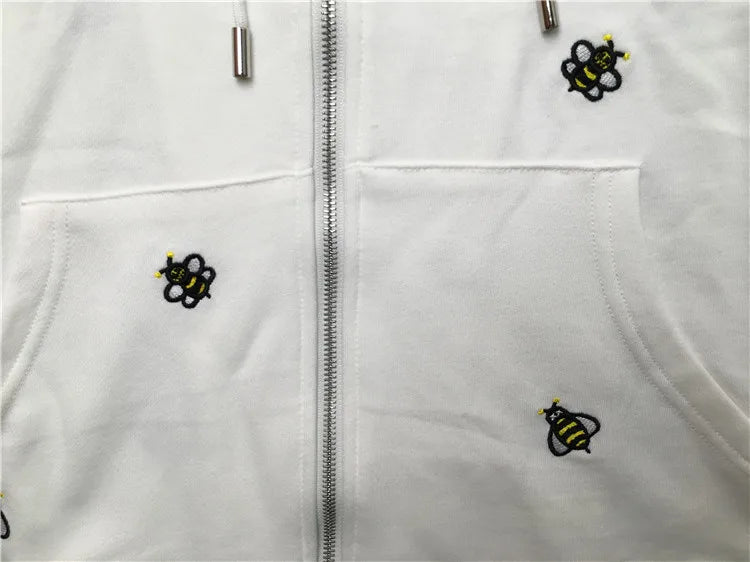 New luxury Men Novelty Embroidery bee Hoodies Hoody hooded Sweatshirts velvet Cotton Drake Thicken Fleece pullover Thicken E03 Street King Limited