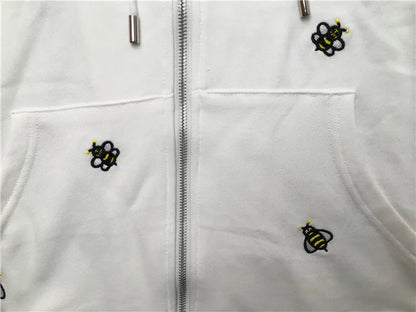 New luxury Men Novelty Embroidery bee Hoodies Hoody hooded Sweatshirts velvet Cotton Drake Thicken Fleece pullover Thicken E03 Street King Limited
