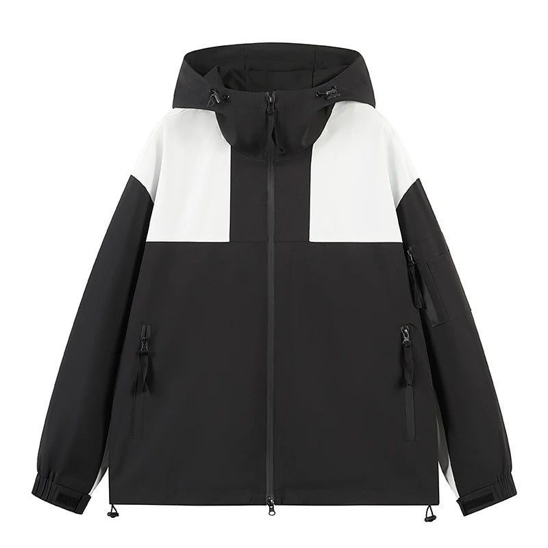 autumn new punching jacket waterproof outdoor wear man fashion splicing colour collision leisure jacket basic unisex coats unique default style 5655
