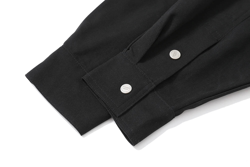 Back Zipper Vibe Style Black Long Sleeve Shirts Jackets for Men Streetwear Y2k Baggy Ropa Hombre Camisas Oversized Loose Coat Street King Limited