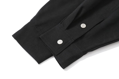 Back Zipper Vibe Style Black Long Sleeve Shirts Jackets for Men Streetwear Y2k Baggy Ropa Hombre Camisas Oversized Loose Coat Street King Limited