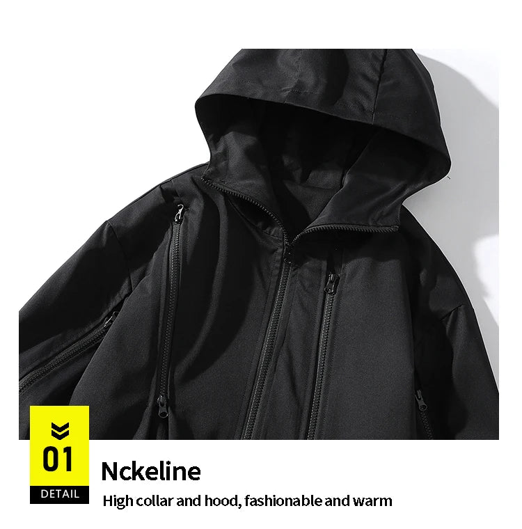 men workwear coat casual strip hoodids jacket unisex fashion hooded zipper tops outwear breathable waterproof windproof workwear unique default style 229