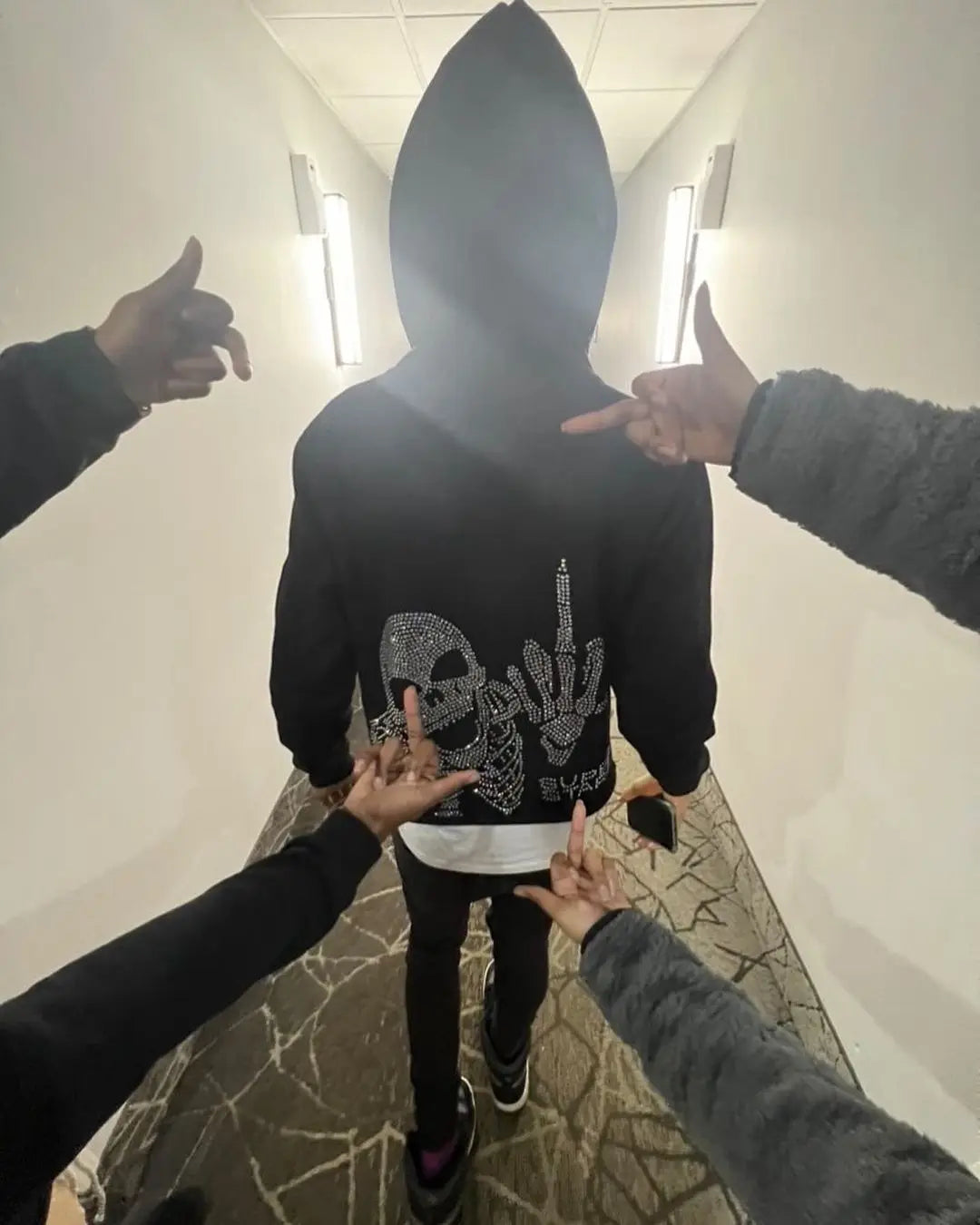 Harajuku Oversized Diamond skull Print Streetwear Hoodie Vintage Streetwear Tops Sweatshirt Goth Hoodies Women Y2k Clothes Street King Limited