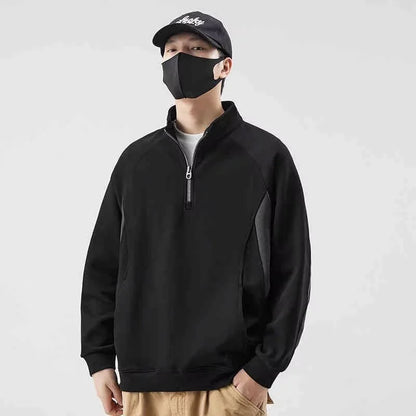 Autumn Half Zipper Polo Sweatshirts Men's 2024 New Casual Stand-up Collar Pullover Hoodies Patchwork Fleece Y2K Sudaderas Street King Limited