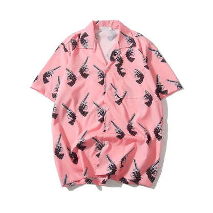 Dark Icon Printed Turn-down Collar Street Men's Shirt 2019 Summer Vintage Hip Hop Shirt Streetwear Shirts for Men Street King Limited