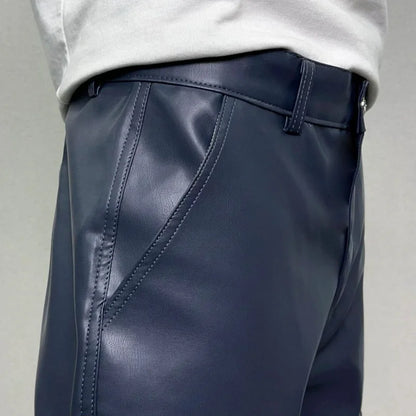 pu leather pants mens streetwear fashion hip hop vibe casual faux leather cargo flared pant men motorcycle trousers unique cargo style 2938