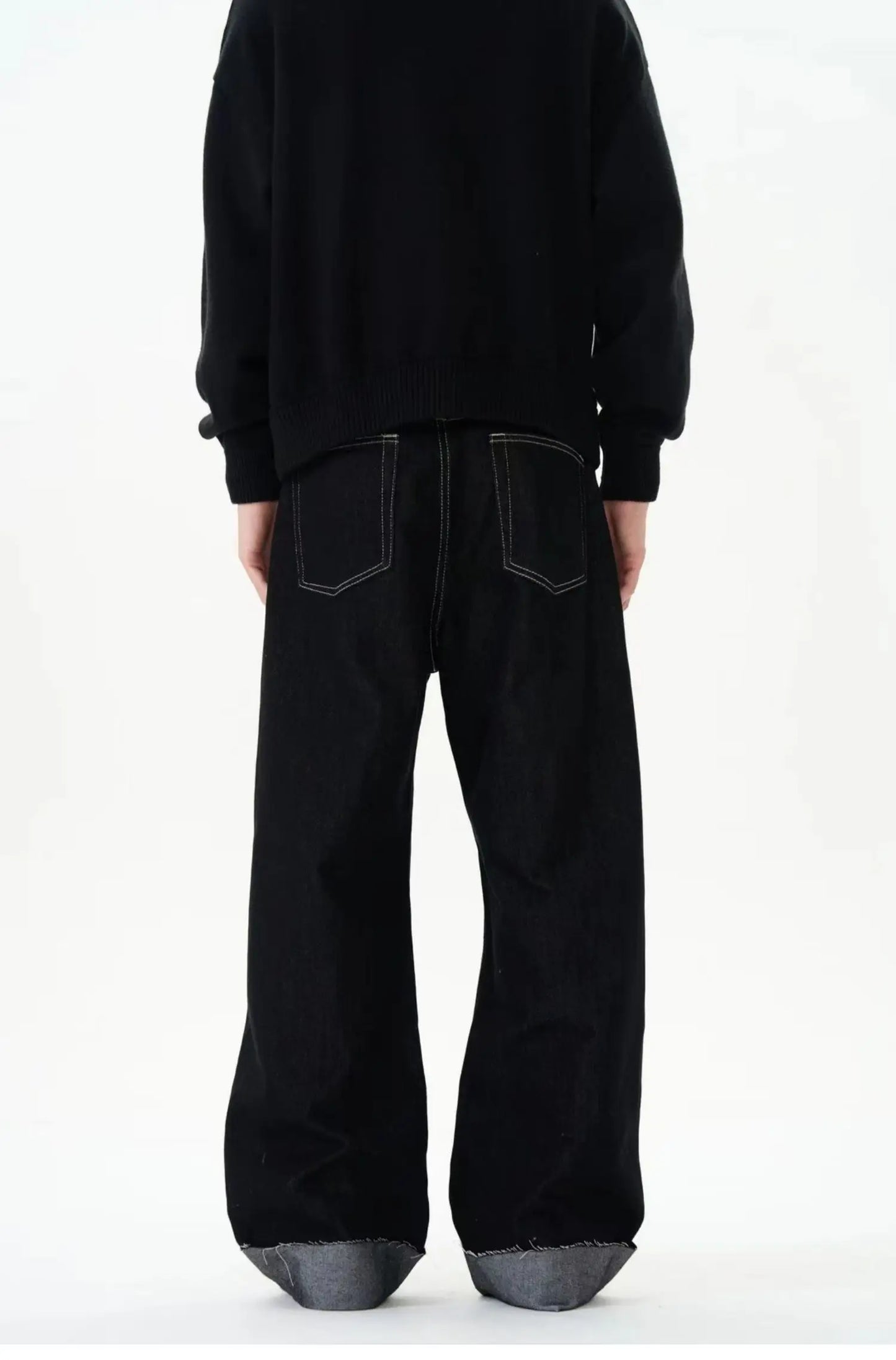 men women streetwear fashion loose casual wide leg straight black denim jeans pant boyfriend y2k baggy jeans trousers unique jeans style 2260