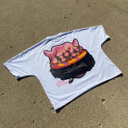 American Trendy Gothic Anime cartoon avatar Print Oversized T-Shirt Y2K Loose Harajuku Versatile hip hop Short Sleeve Tops tees Street King Limited