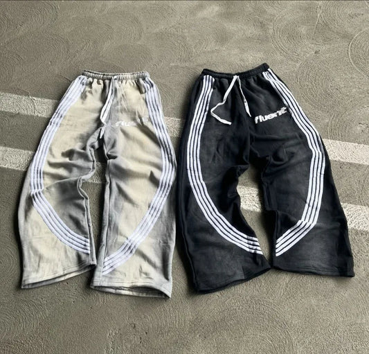y2k american hip hop rock fashion letter striped nine point pants street fashion brand harajuku retro oversized couple trousers minimalist street pants
