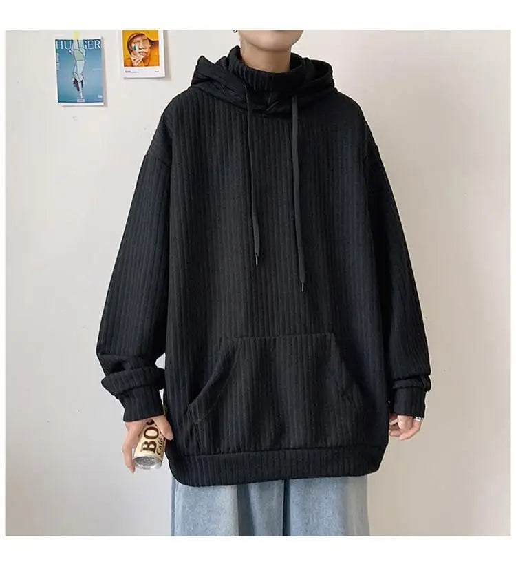 Retro knitted sweatshirt men's Japanese fashion brand ins spring and autumn hooded jacket Hong Kong style outer wear y2k top emo Street King Limited