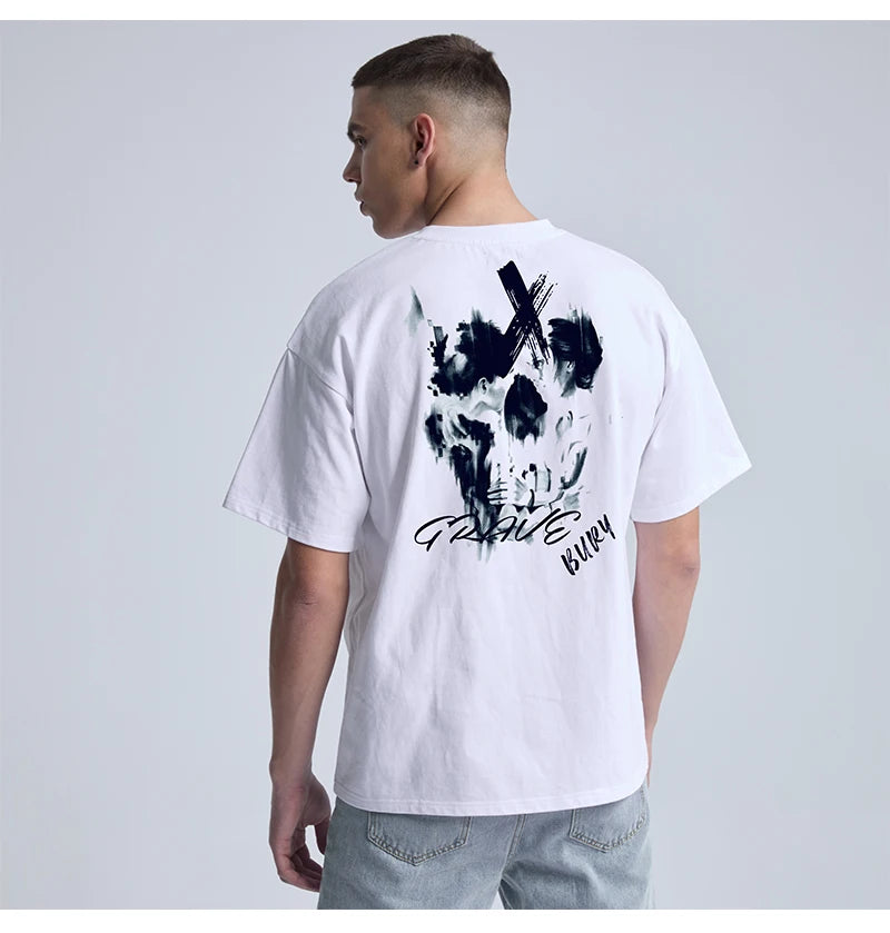 Rainbowtouches 2022 Vintage New Brand Mens T-Shirt High Street Tidal Current Skull Pattern Mens T Shirt Men Hip Hop Women  Shirt Street King Limited