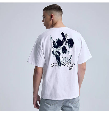 Rainbowtouches 2022 Vintage New Brand Mens T-Shirt High Street Tidal Current Skull Pattern Mens T Shirt Men Hip Hop Women  Shirt Street King Limited