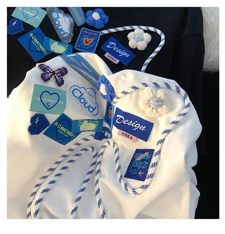 Super Chic Appliques Butterfly Bow Creative T Shirts Sweet Girl Kawaii Clothes 2022 Summer Large 2XL Korean Brand Office Ladies Street King Limited