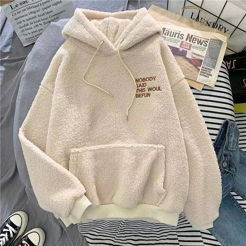 2024 autumn and winter new love lambswool cotton padded jacket double sided collar jacket couple loose jacket warm jacket y2k unique default style 4222