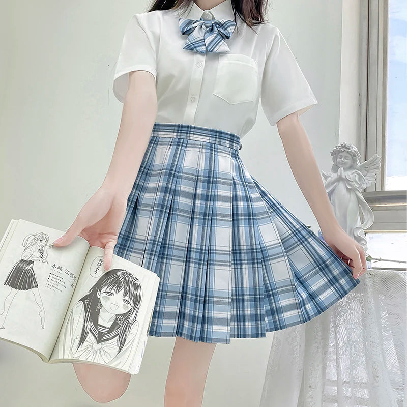 Jk Uniforms Gyaru School Uniform for Girl Student Pleated Skirt Uniform Set Women Short Sleeve Bow Tie Seifuku Japanese Style Street King Limited